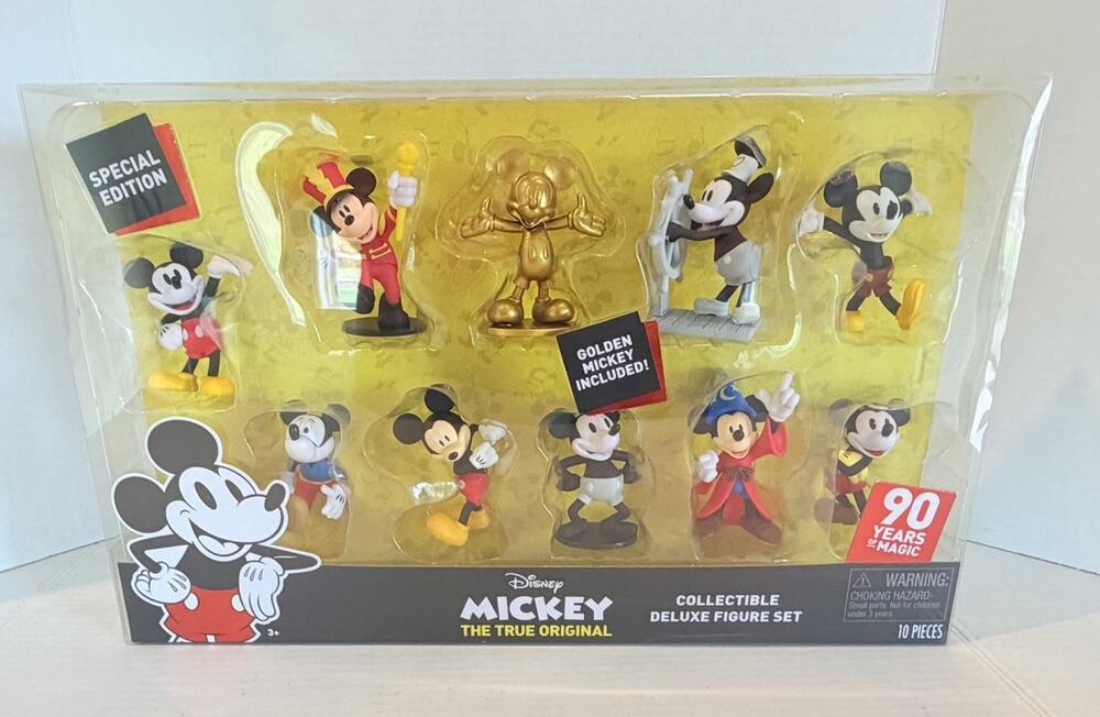 NEW DISNEY MICKEY COLLECTIBLE DELUXE FIGURE SET 90 YEARS SPECIAL EDITION 10 PCS